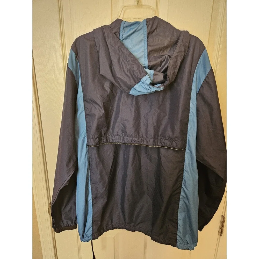 Nike Men's Blue Windbreaker Hoodie Jacket #56323 1/4 Zip Orange Logo, Size XL - Picture 9 of 11